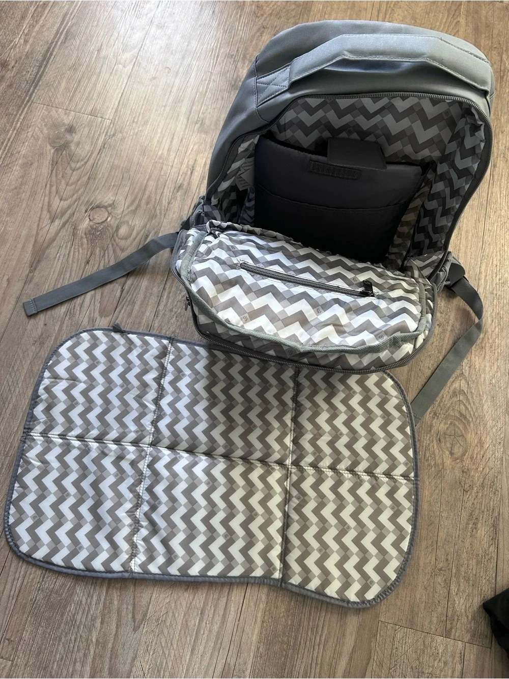 Fisher-Price Quilted Gray Baby Diaper Backpack - Picture 7 of 8